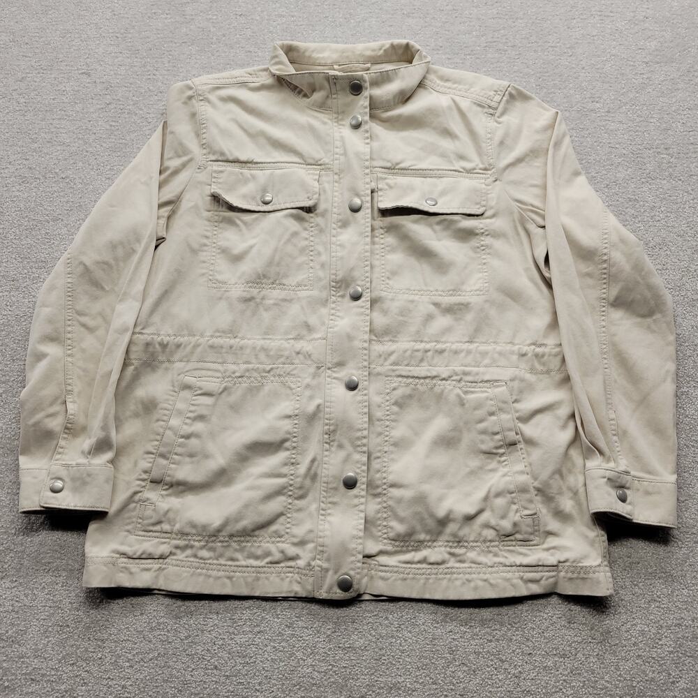 GAP Women's Large Beige Utility Field Jacket 4 Pocket Military Safari Coat